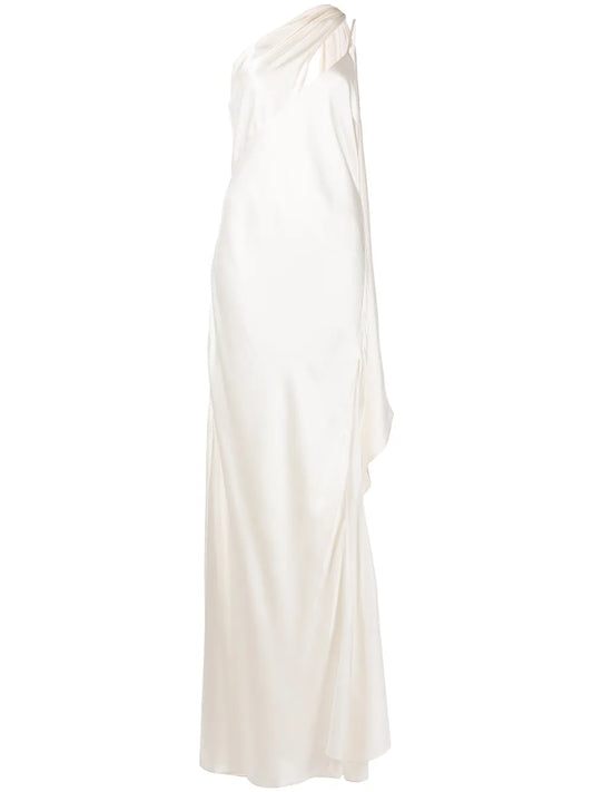 Drape-Panel Silk Gown