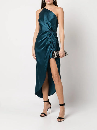 Gathered-Detail Silk Dress