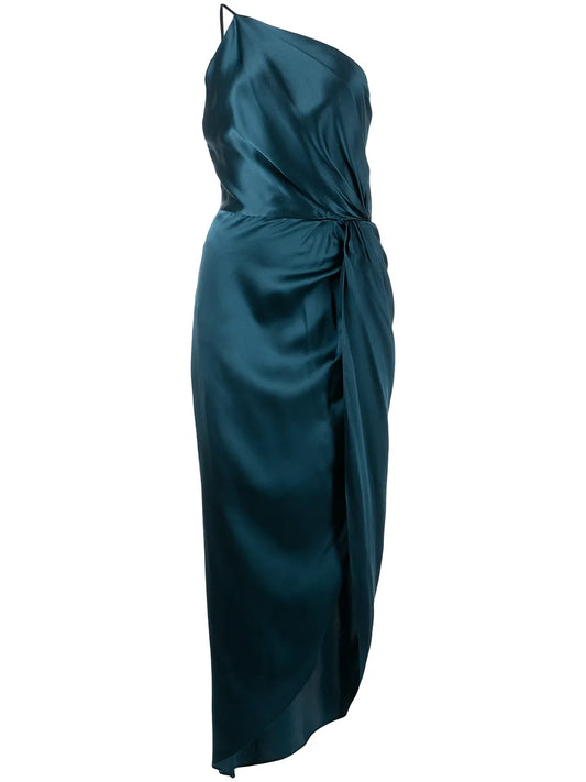 Gathered-Detail Silk Dress