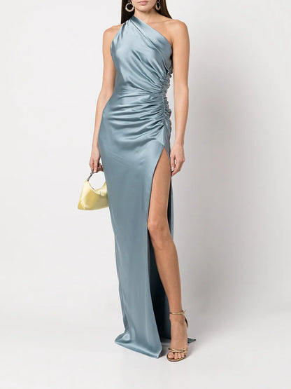 Gathered-Detail Silk Gown