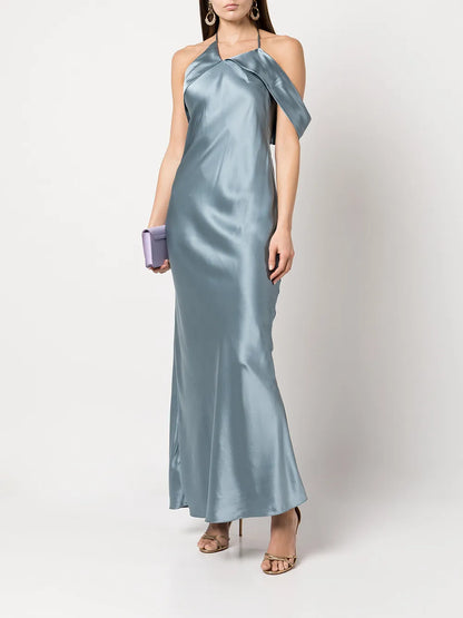 Drape-Detail Silk Gown