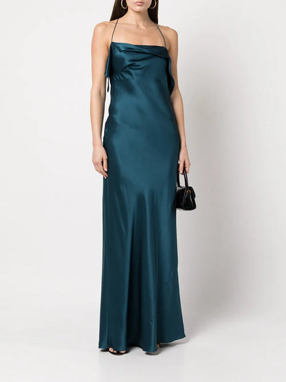 Square-Neck Silk Dress