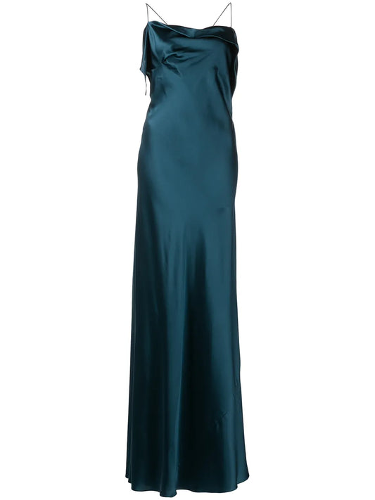 Square-Neck Silk Dress