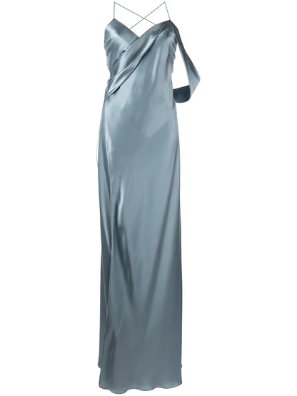 Draped-Panel Silk Gown