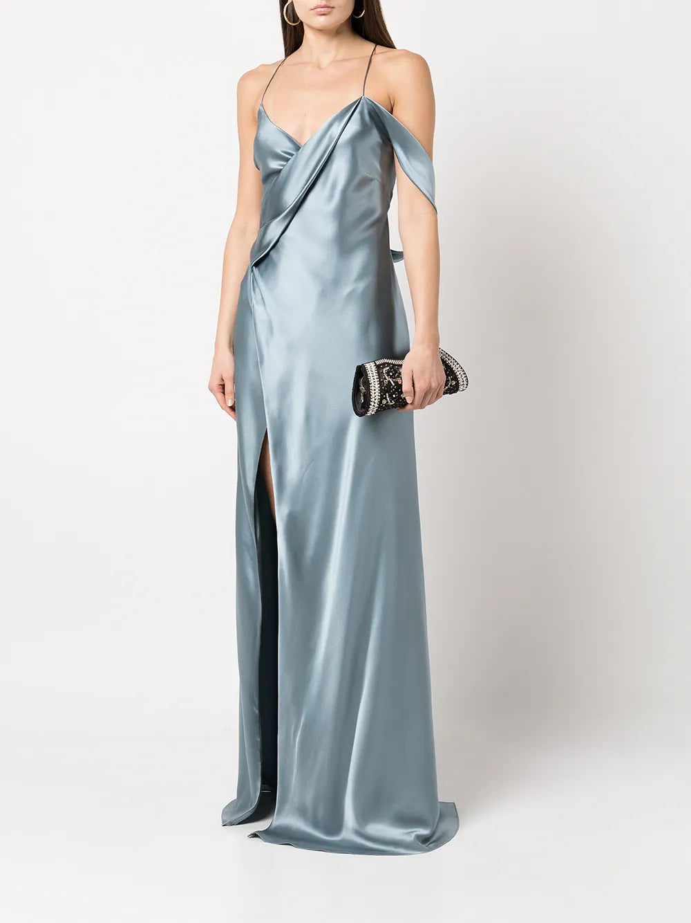 Draped-Panel Silk Gown
