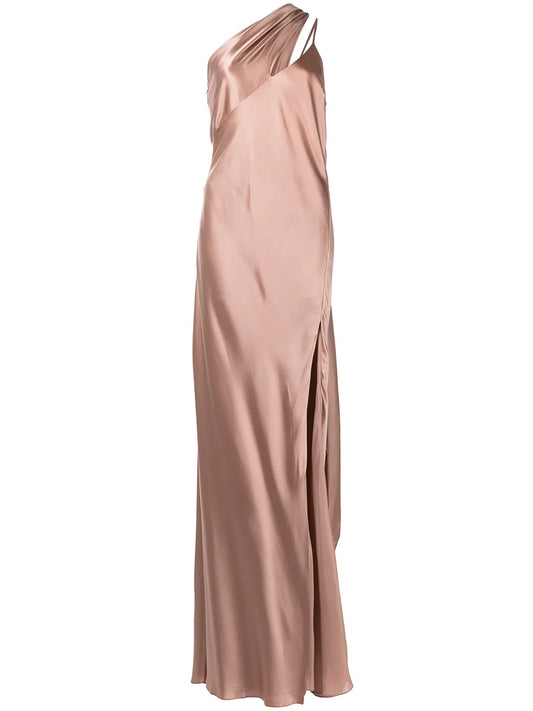 Draped-Panel Silk Gown