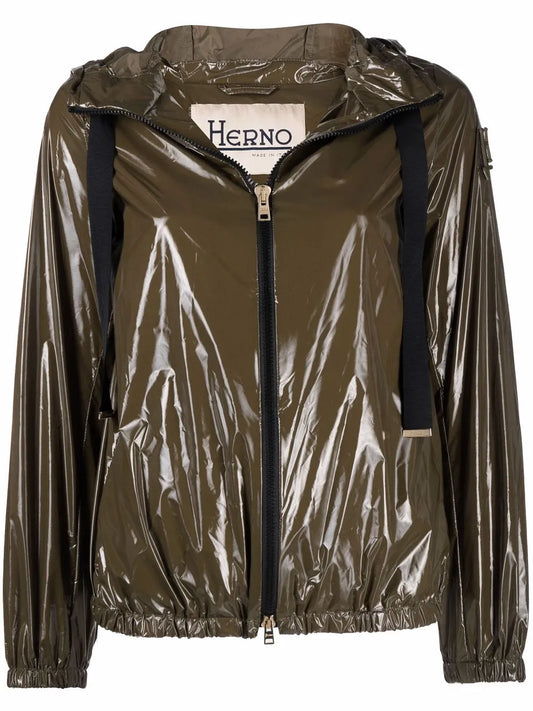 High-Shine Zip-Up Hooded Jacket