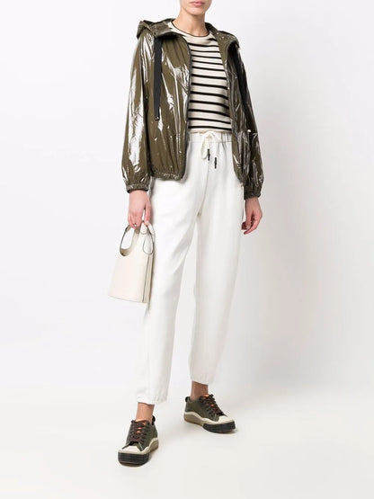 High-Shine Zip-Up Hooded Jacket