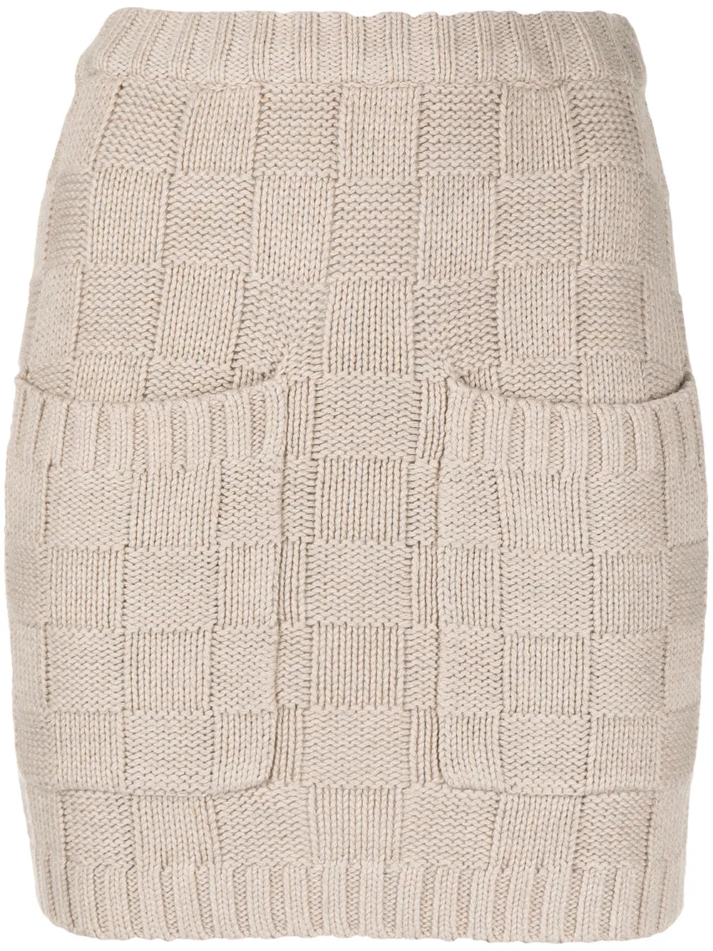 Check-Pattern Knitted Skirt