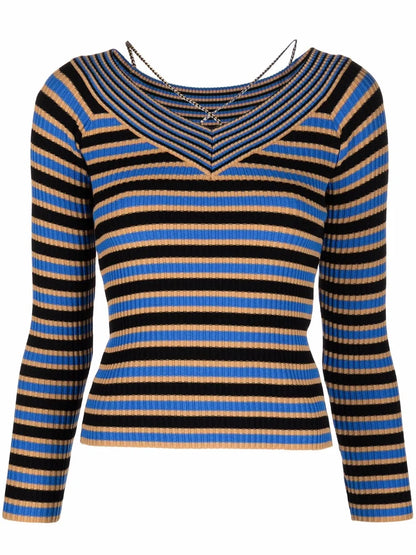 Striped Rib-Knit Jumper