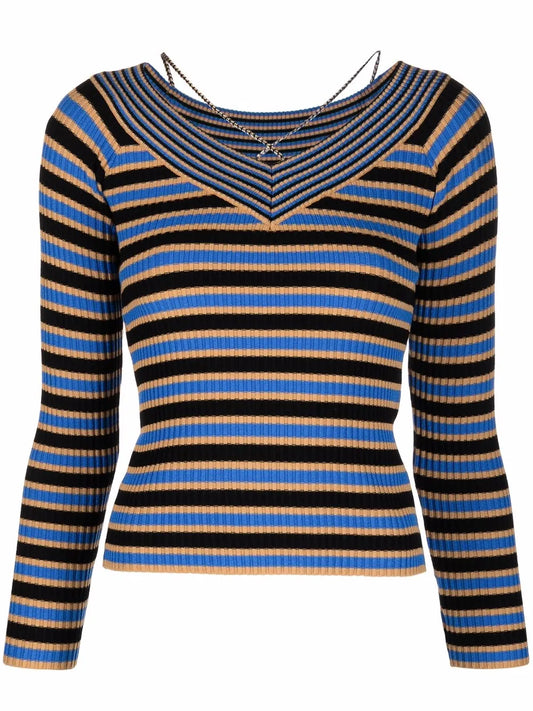 Striped Rib-Knit Jumper