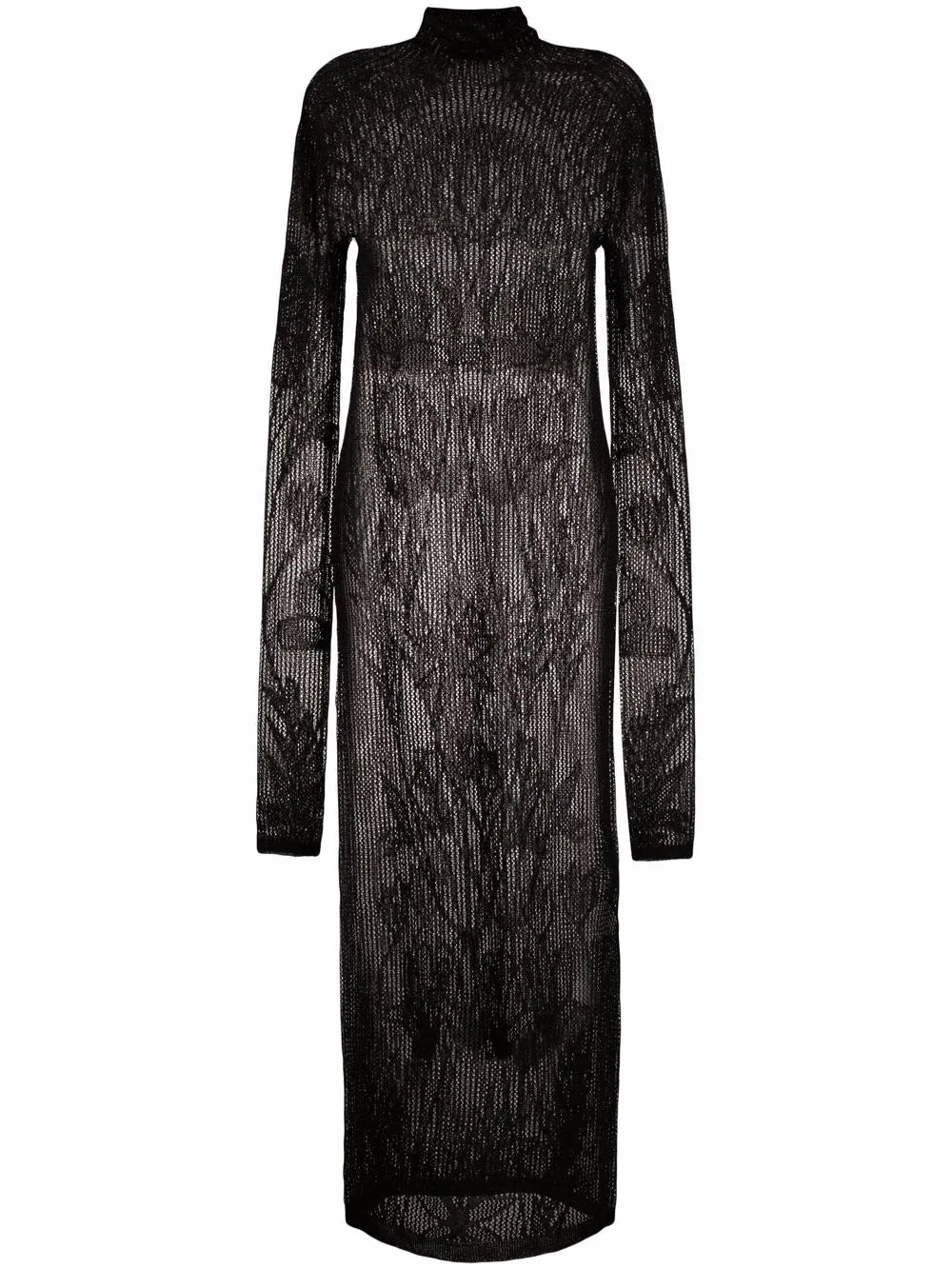 Open-Knit Long-Sleeve Dress