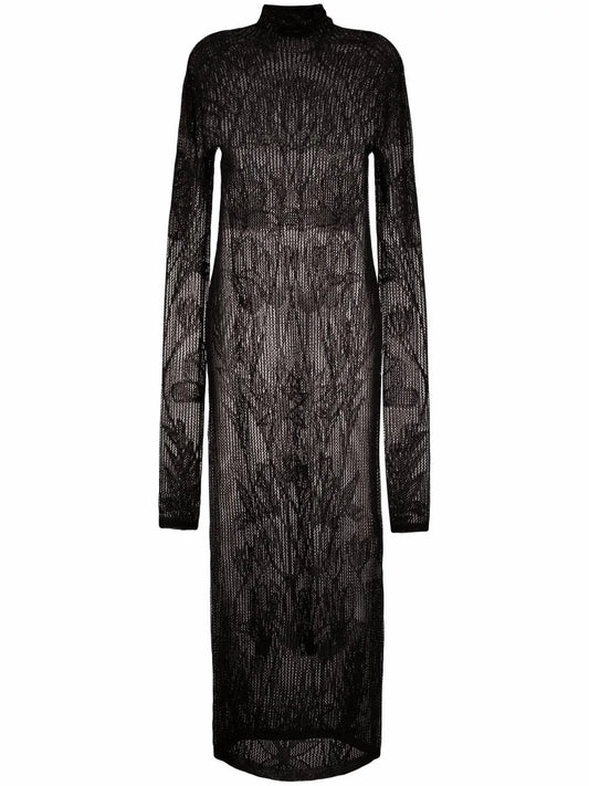 Open-Knit Long-Sleeve Dress