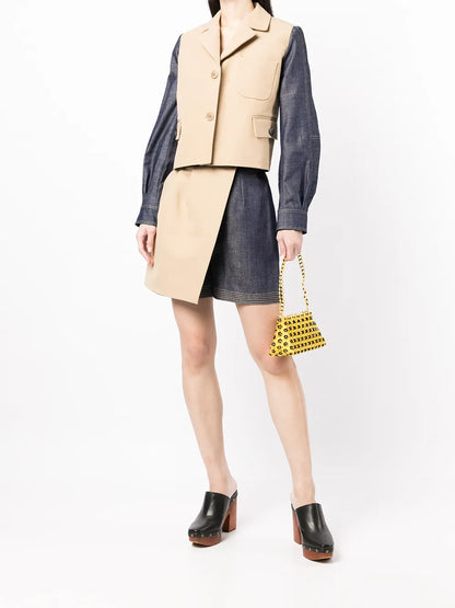Colour-Block Panelled Blazer