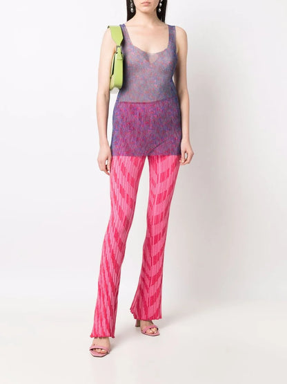 Intarsia-Knit Flared Trousers