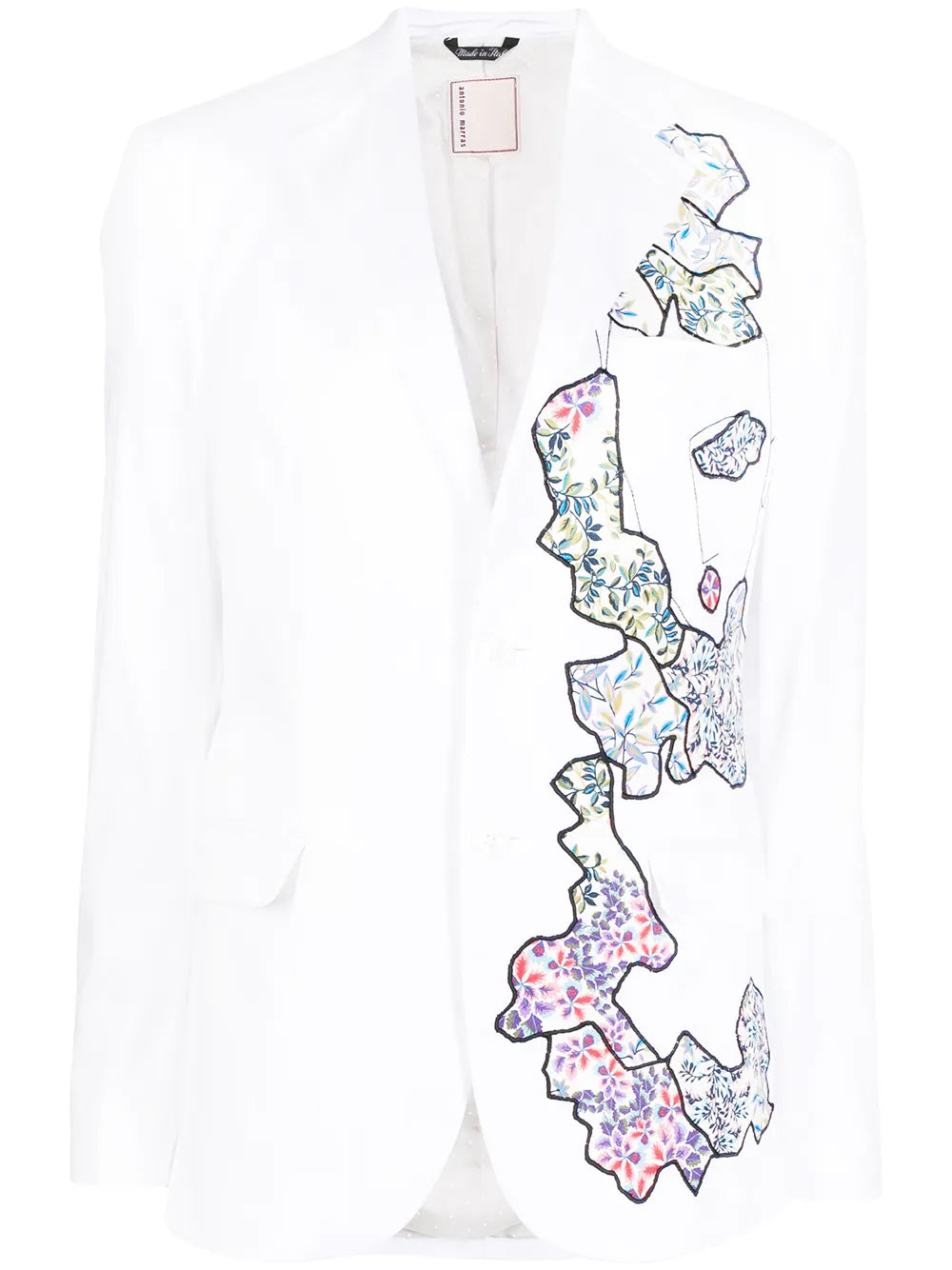 Floral-Patchwork Single-Breasted Blazer