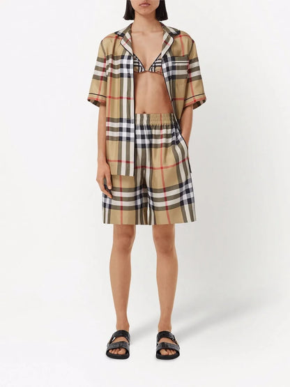 Vintage Check Silk Pajama Shirt