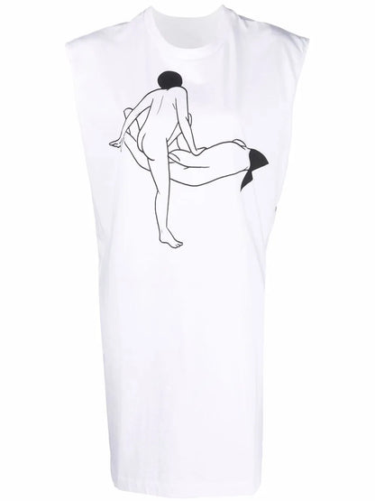 Printed Sleeveless T-Shirt Dress