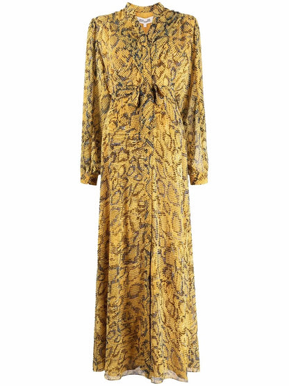 Belted Snake-Print Maxi Dress