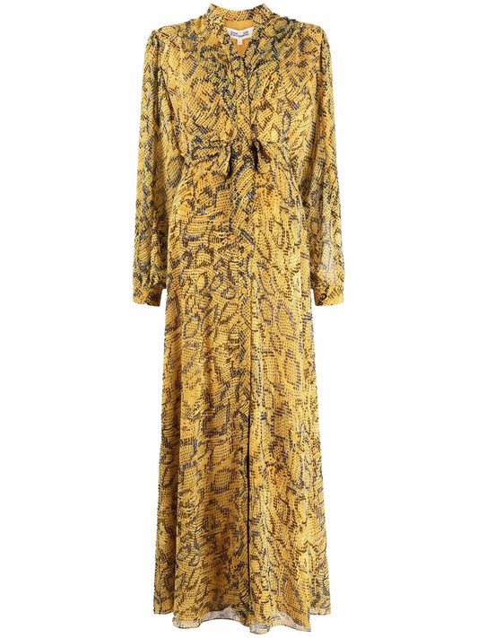 Belted Snake-Print Maxi Dress