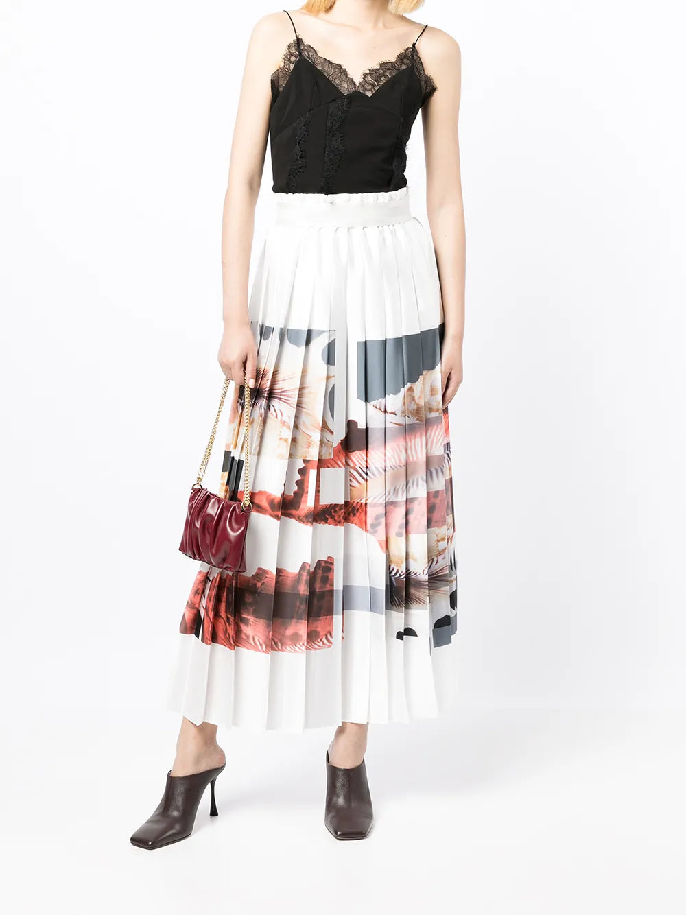 Pixelated-Shells Pleated Skirt