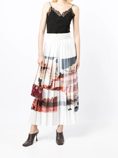 Pixelated-Shells Pleated Skirt