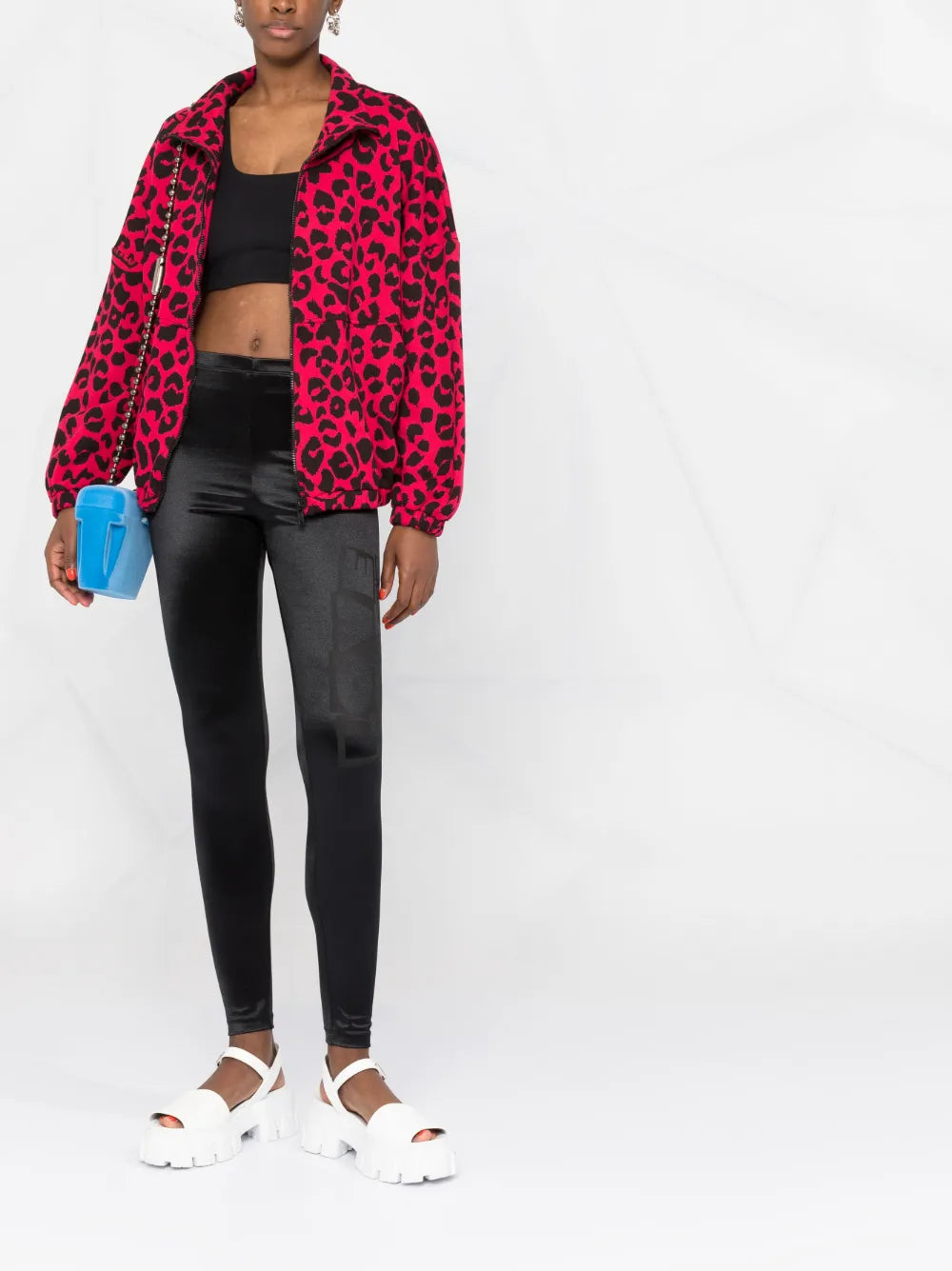 Satin-Finish Logo Print Leggings