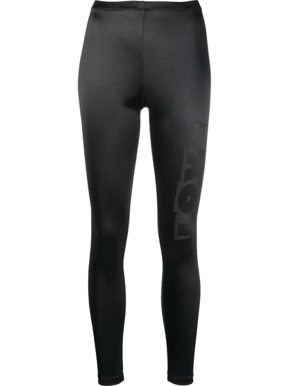 Satin-Finish Logo Print Leggings
