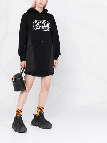 Logo Print Hooded Sweater Dress