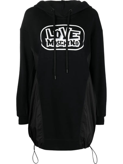 Logo Print Hooded Sweater Dress