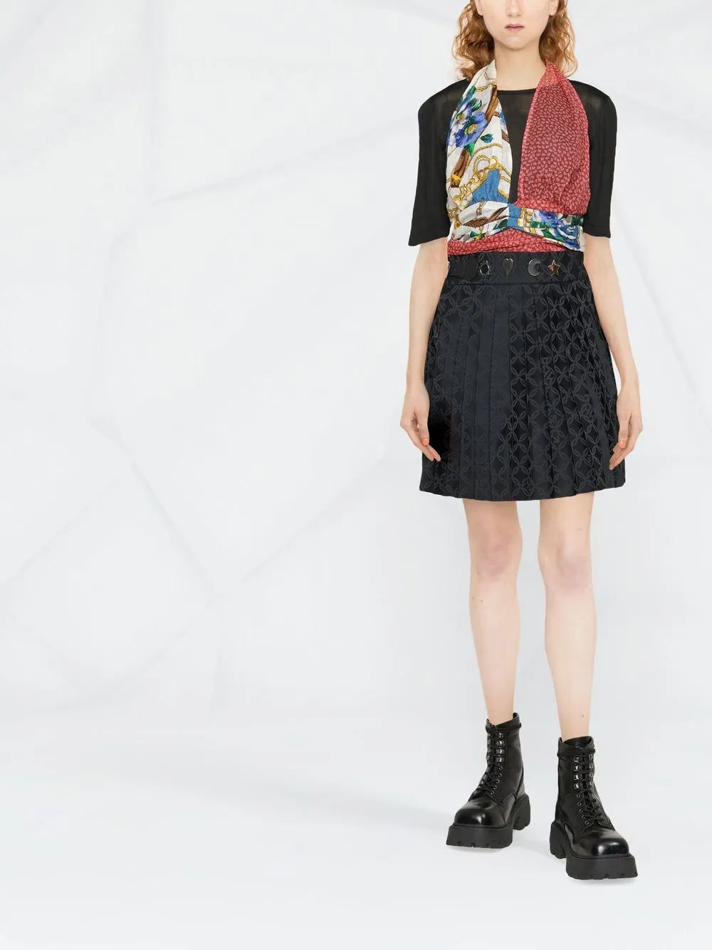 Twisted-Scarf Hybrid Knit Top