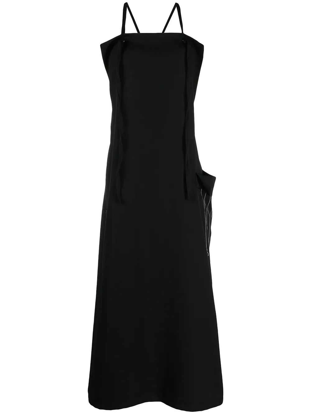Draped-Pocket Midi Dress