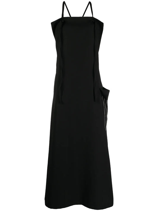 Draped-Pocket Midi Dress
