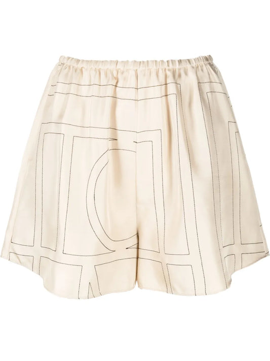Monogram-Print Silk Shorts