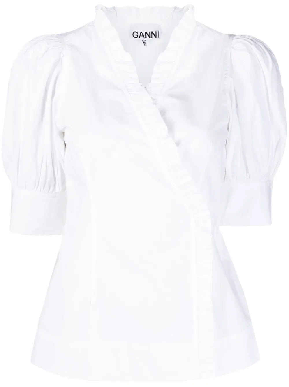 Ruffle-Trim Wrap Blouse