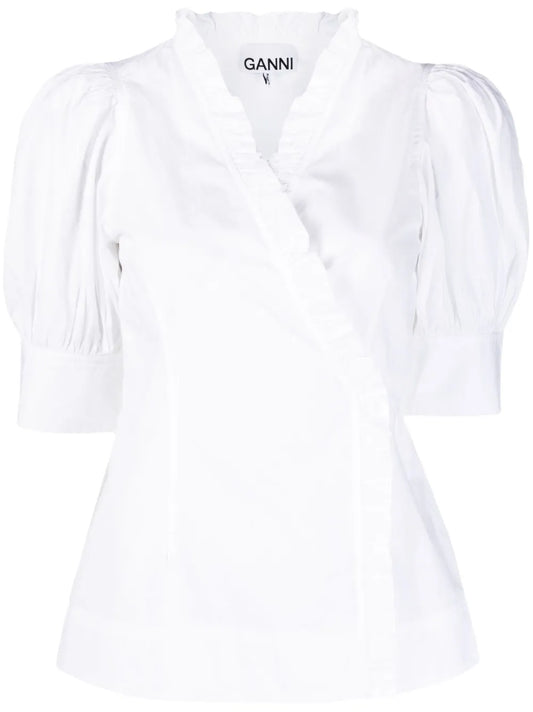 Ruffle-Trim Wrap Blouse