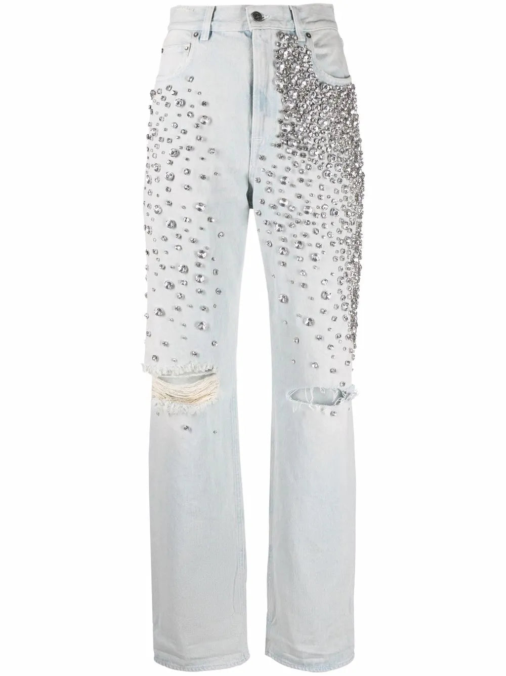 Kim Cabochon-Crystal Bleached Jeans