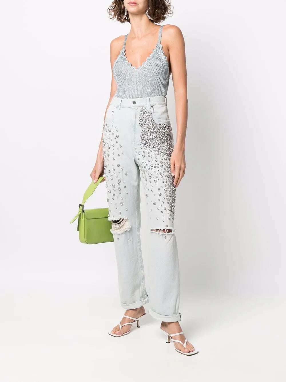 Kim Cabochon-Crystal Bleached Jeans