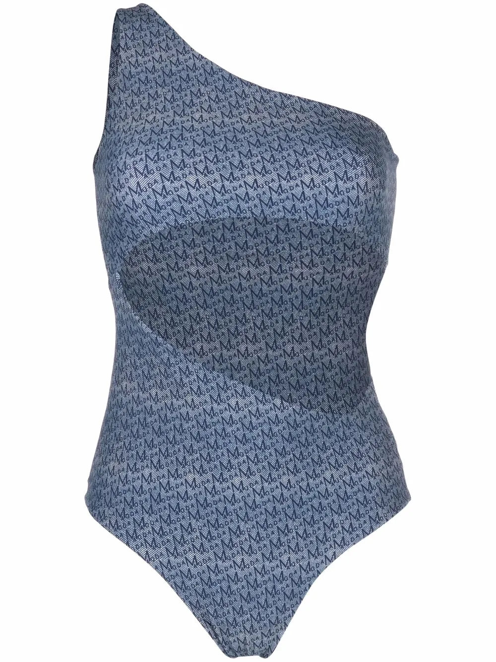Monogram-Print One-Shoulder Swimsuit
