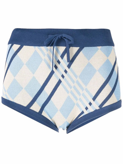 Checked Knitted Shorts