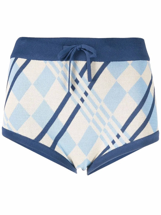 Checked Knitted Shorts
