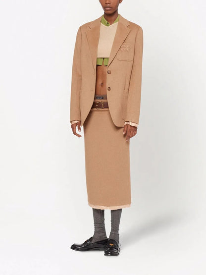 Camel-Hair Pencil Skirt