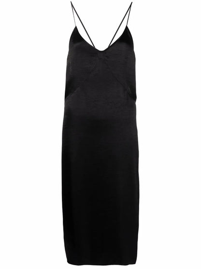 Satin-Finish Midi Dress