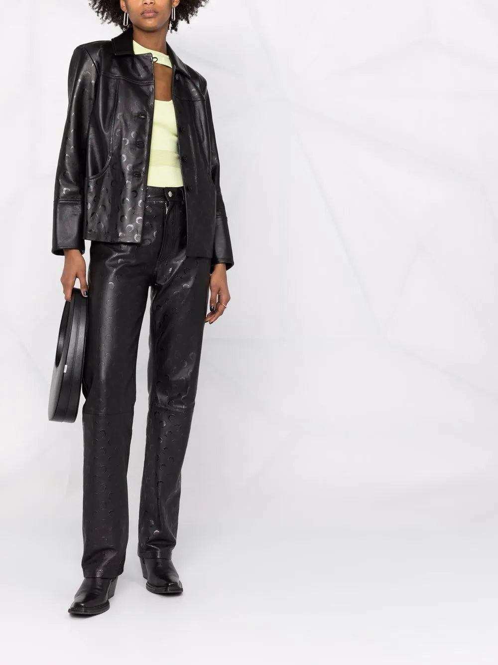 Moon-Print Leather Jacket