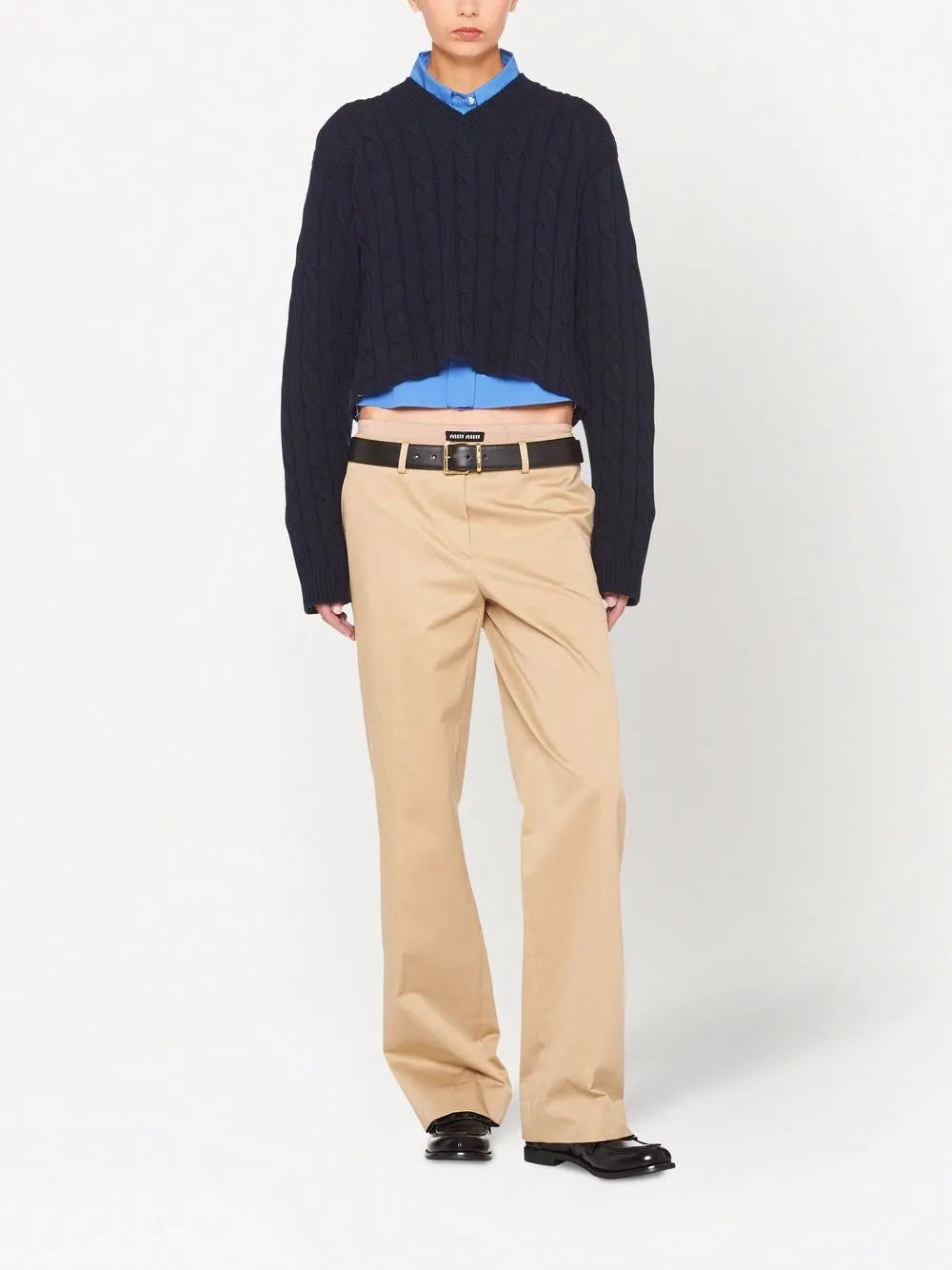 Cable Knit Cashmere V-Neck Jumper