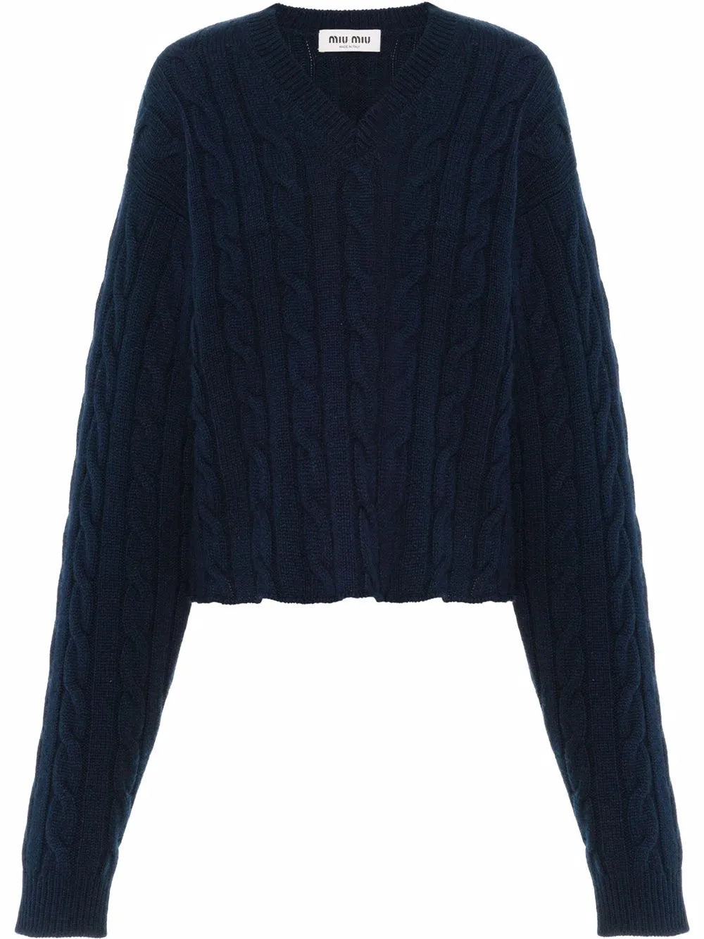 Cable Knit Cashmere V-Neck Jumper