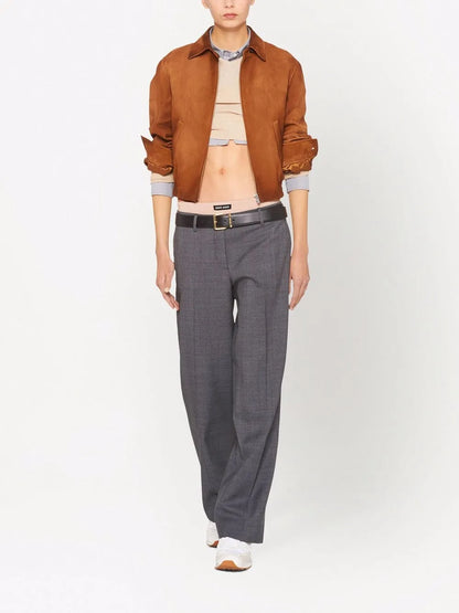 Prince Of Wales Check Straight Leg Trousers