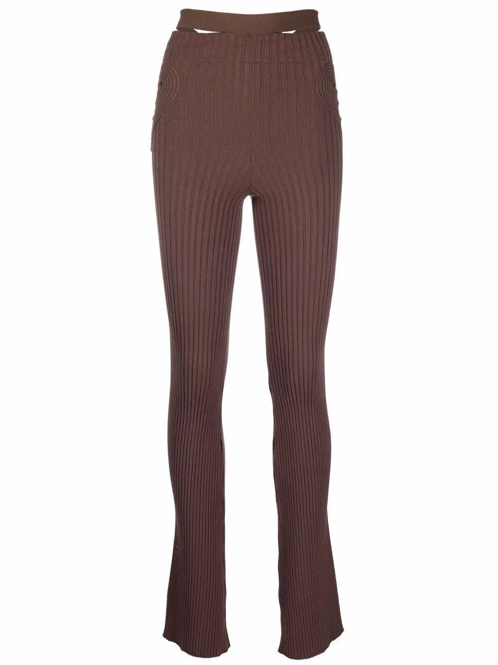 Ribbed-Knit Flared Trousers