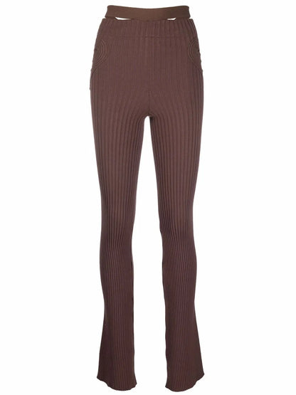 Ribbed-Knit Flared Trousers