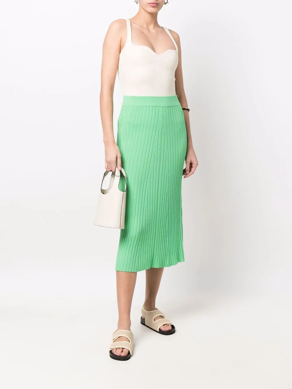 Rib-Knit Midi Skirt